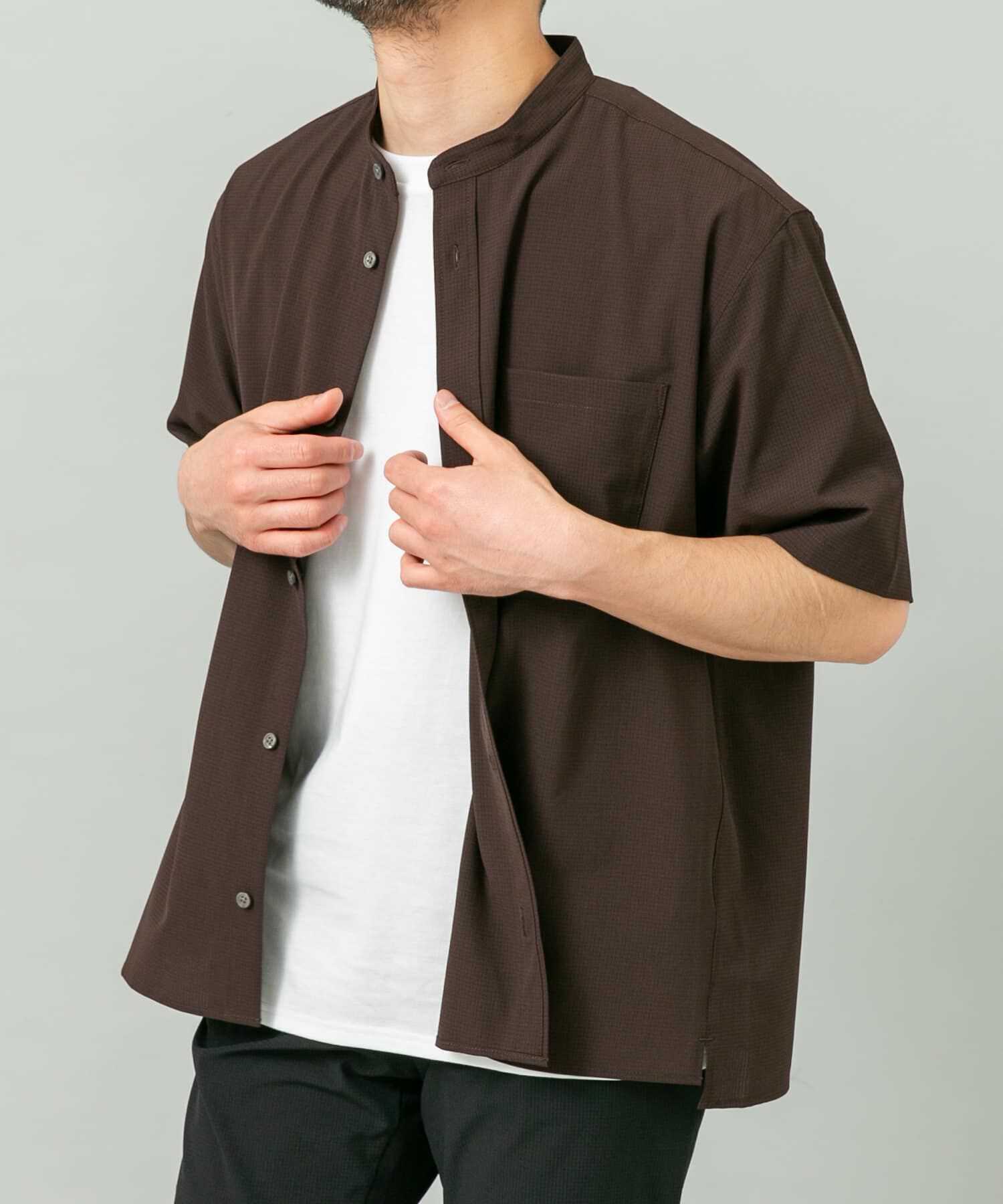 URBAN RESEARCH ROSSO「『WEB限定』『XLサイズあり』『吸水速乾』Air Stretch バンドカラーシャツ」|シャツ・ブラウス|