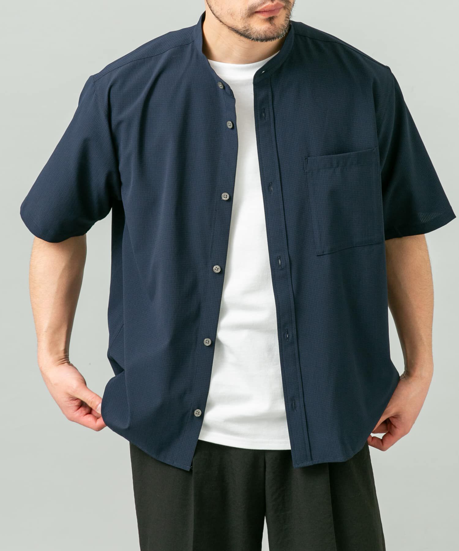 URBAN RESEARCH ROSSO「『WEB限定』『XLサイズあり』『吸水速乾』Air Stretch バンドカラーシャツ」|シャツ・ブラウス|