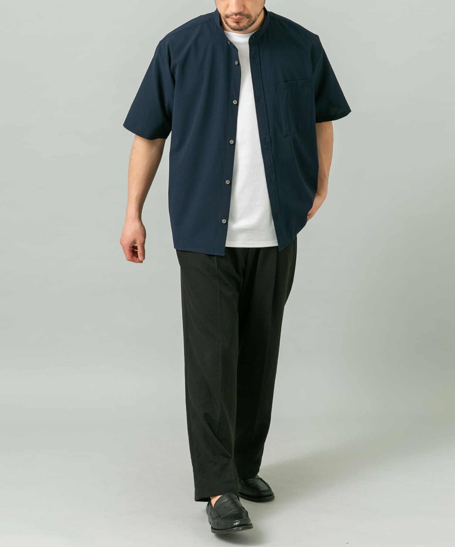 URBAN RESEARCH ROSSO「『WEB限定』『XLサイズあり』『吸水速乾』Air Stretch バンドカラーシャツ」|シャツ・ブラウス|