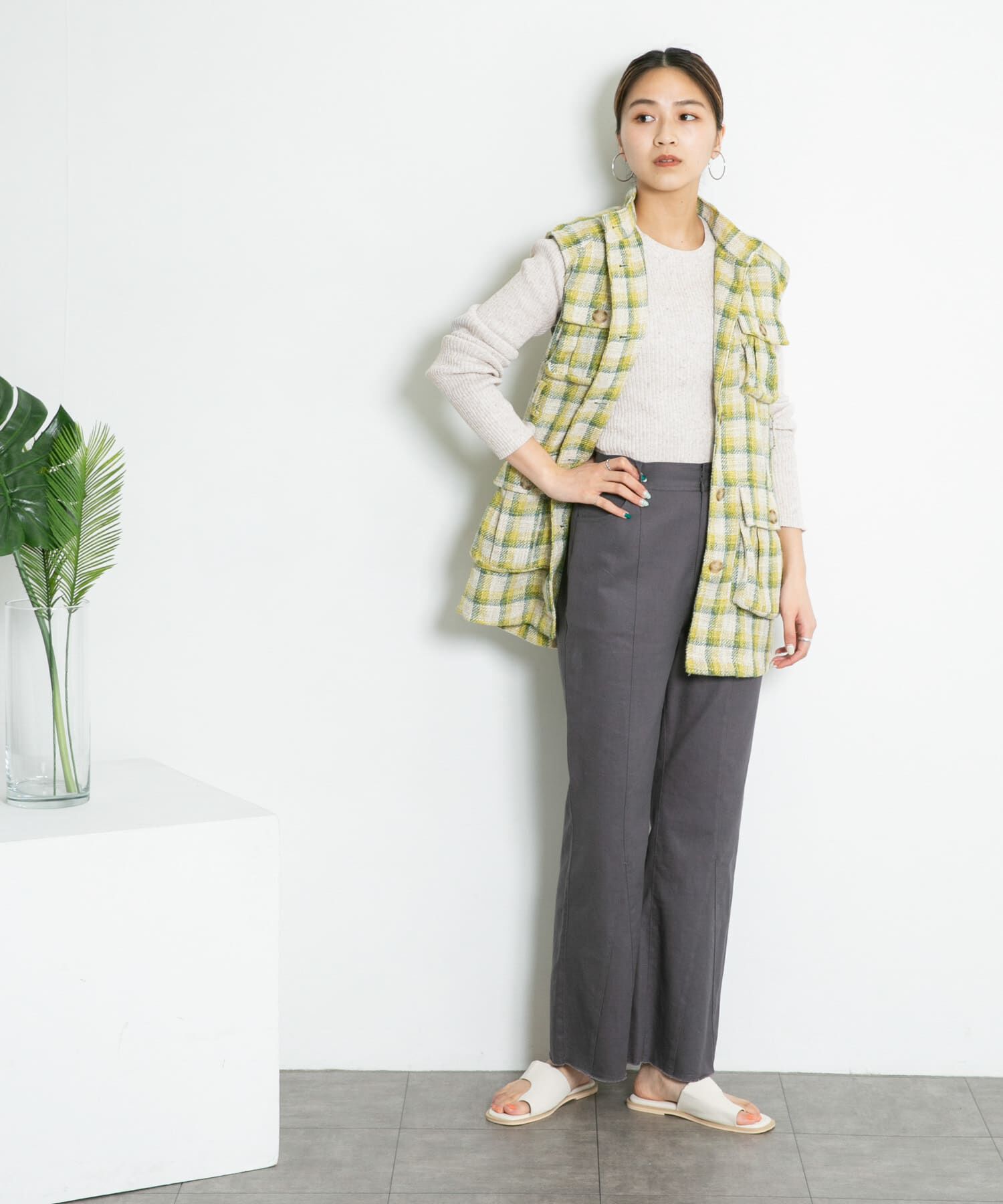  「メランジリブクルーネックニット」|ニット・セーター|