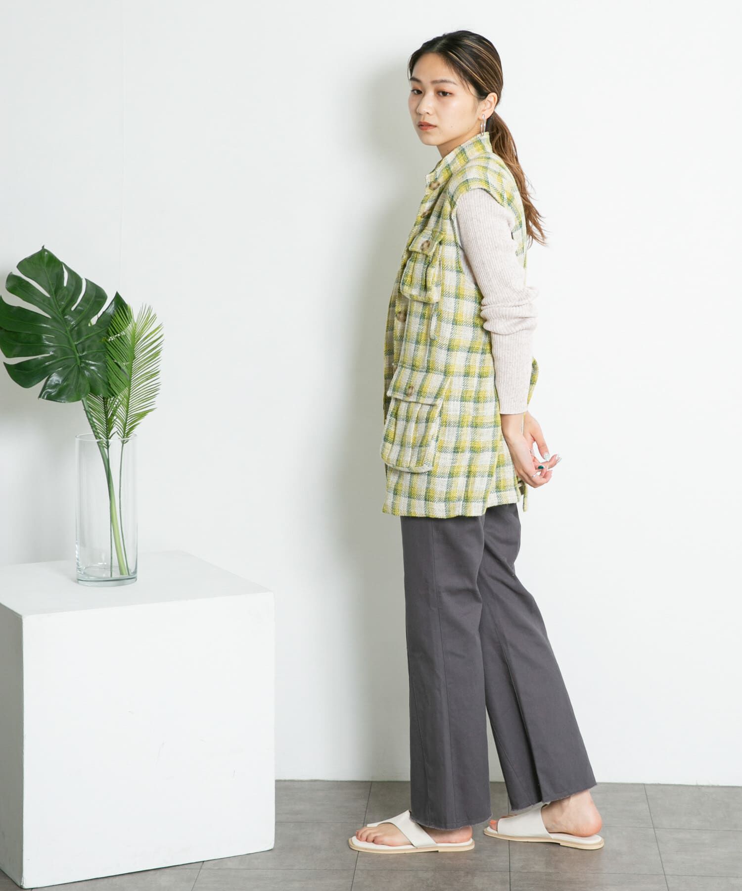  「メランジリブクルーネックニット」|ニット・セーター|