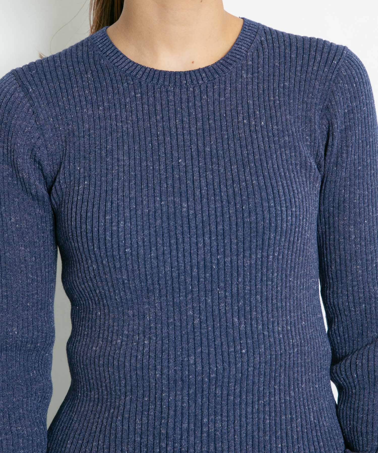  「メランジリブクルーネックニット」|ニット・セーター|