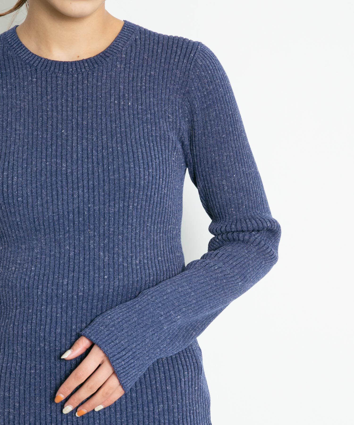  「メランジリブクルーネックニット」|ニット・セーター|