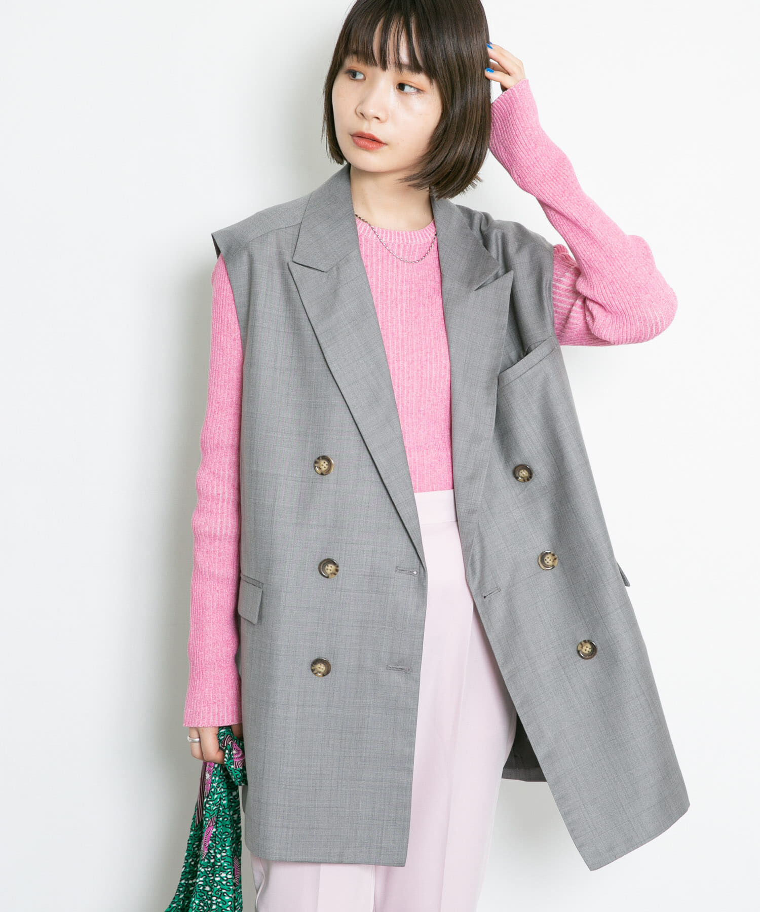  「メランジリブクルーネックニット」|ニット・セーター|