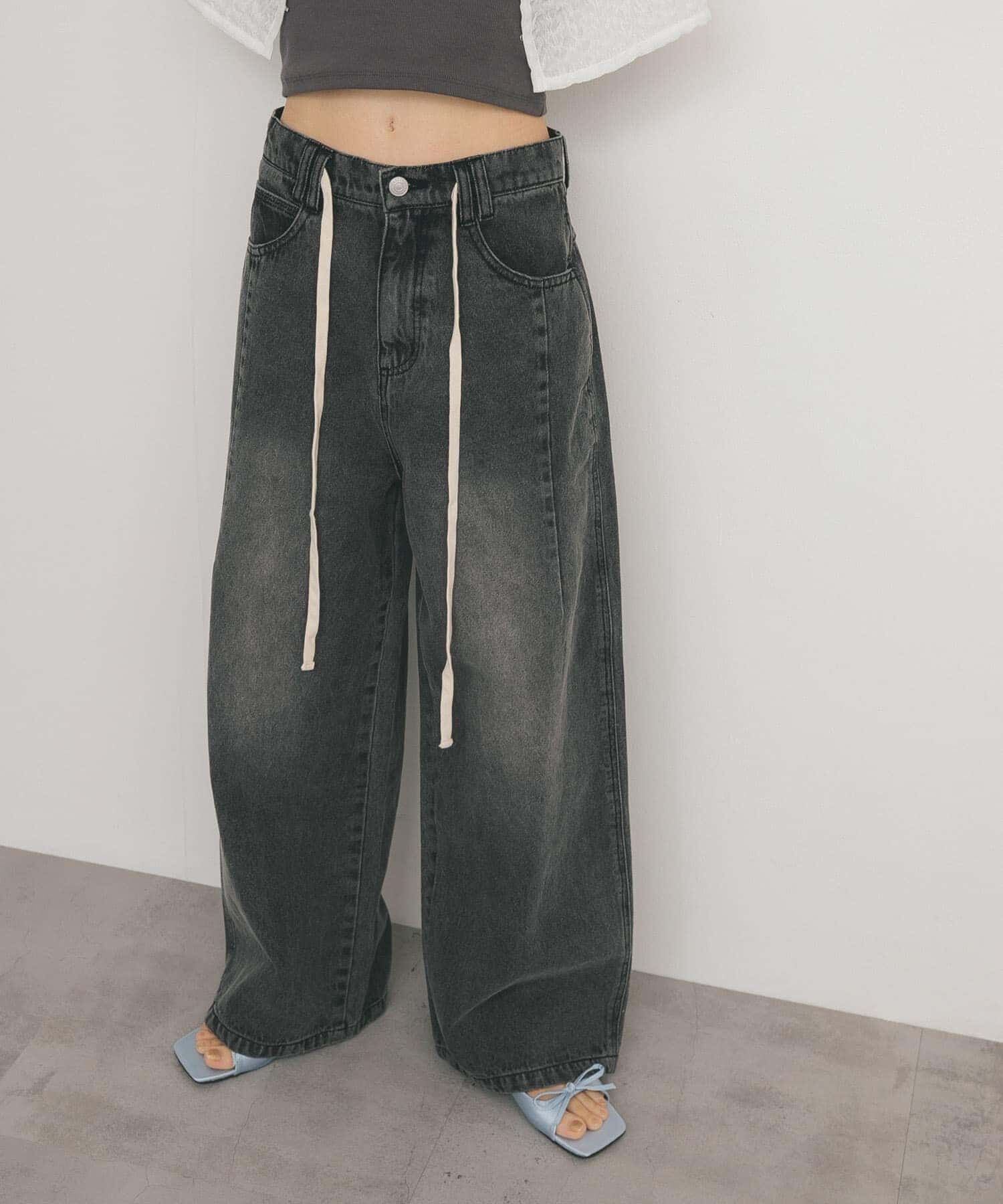  「『2サイズ展開』ドローストリングデニム」|デニム|