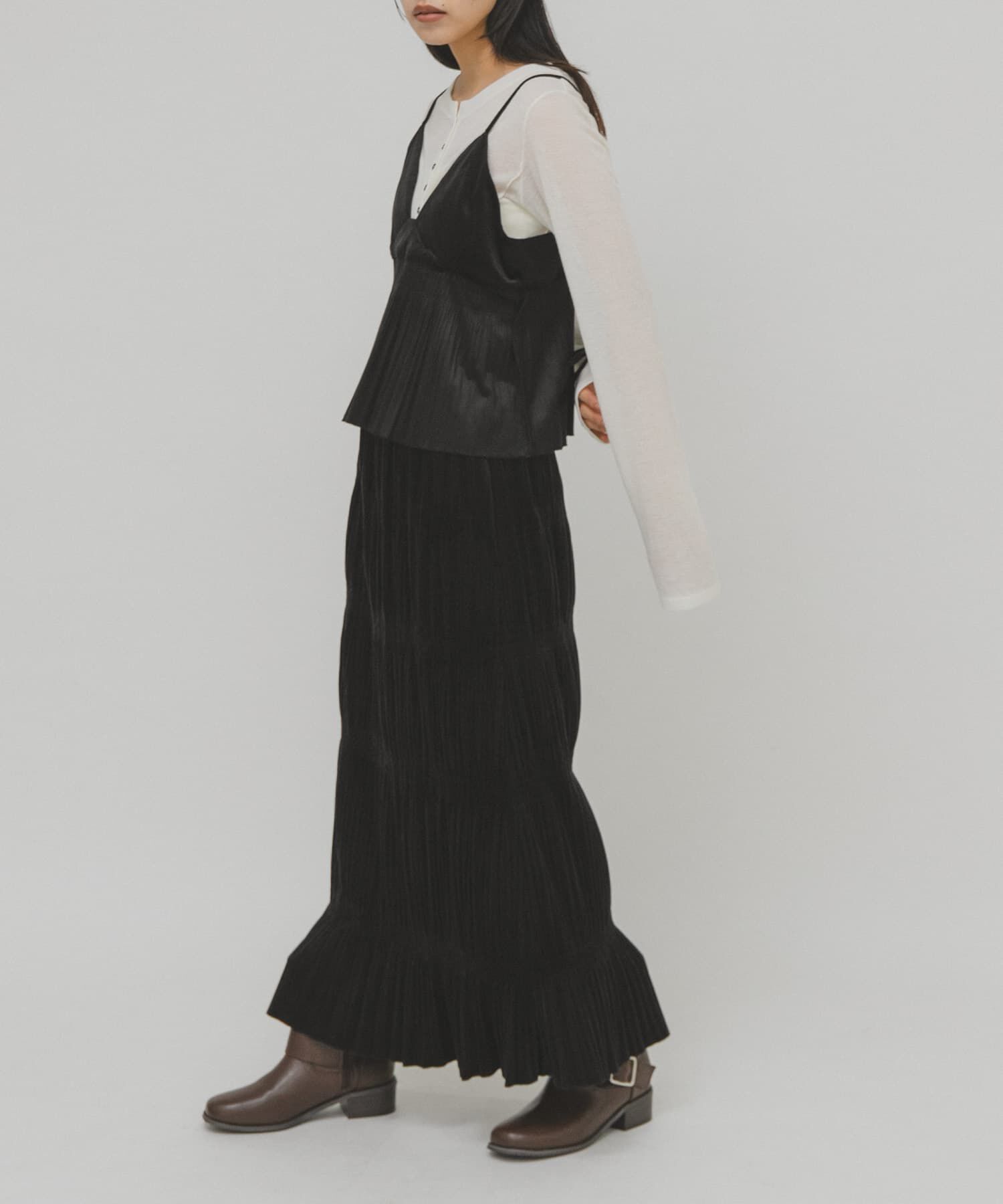  「マジョリカプリーツセパレートワンピース」|ワンピース|ブラック