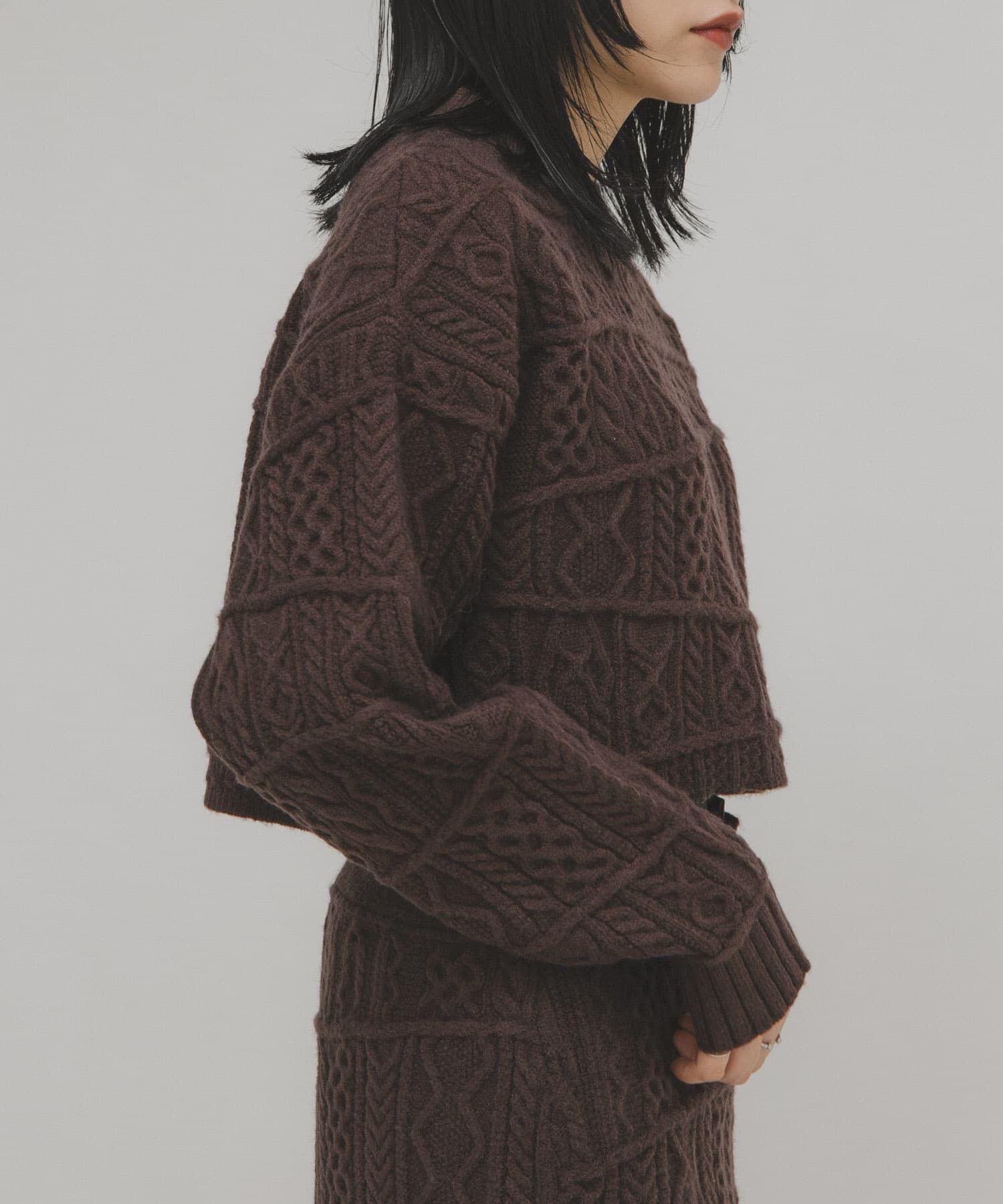  「MIXケーブルショートニット」|ニット・セーター|