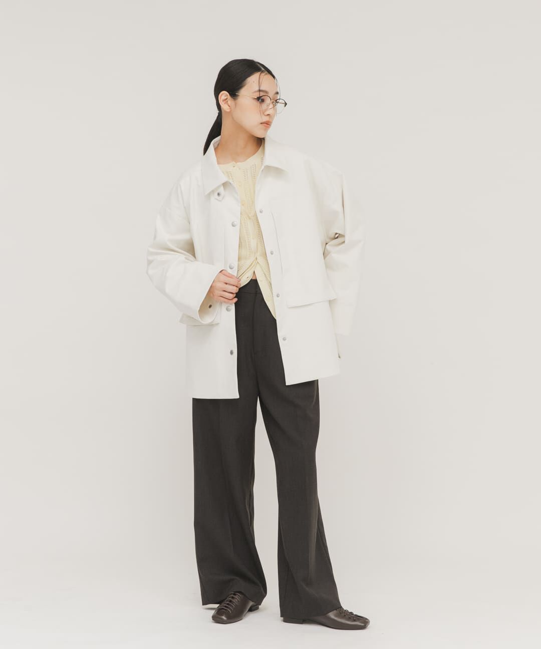  「ポケットディティールジャケット」|ノーカラーコート|