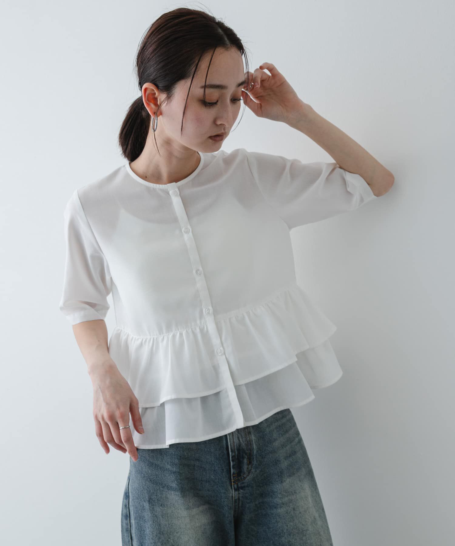 SENSE OF PLACE by URBAN RESEARCH「フリルペプラムブラウス」|シャツ・ブラウス|