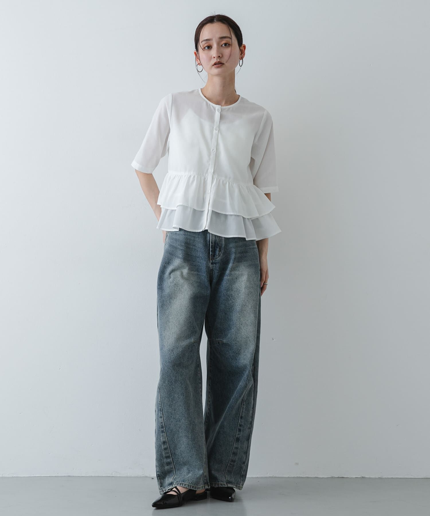 SENSE OF PLACE by URBAN RESEARCH「フリルペプラムブラウス」|シャツ・ブラウス|