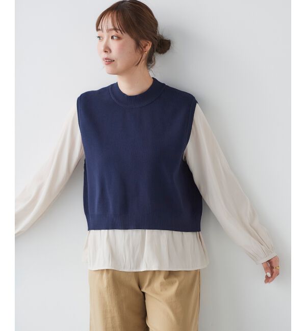  「ブラウスレイヤードニットベスト」|ベスト・ジレ|