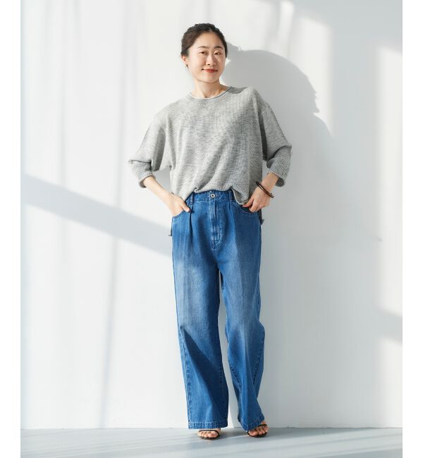 le.coeur blanc「タックワイドデニムパンツ」|デニム|