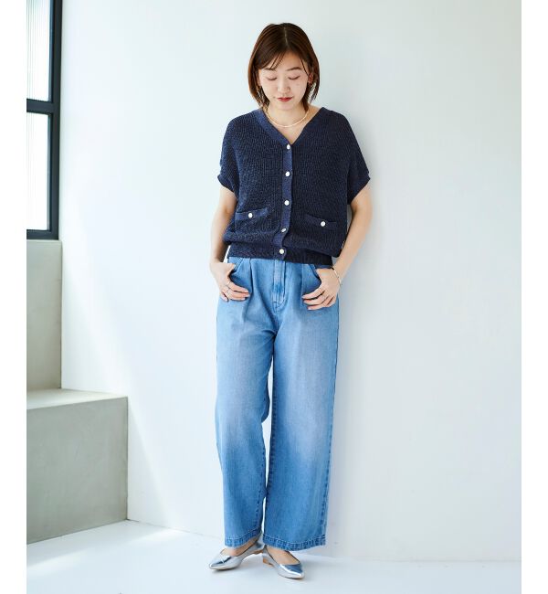 le.coeur blanc「タックワイドデニムパンツ」|デニム|