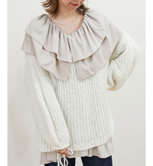 MAJESTICLEGON「リボンディティール透かしニット」|ニット・セーター|