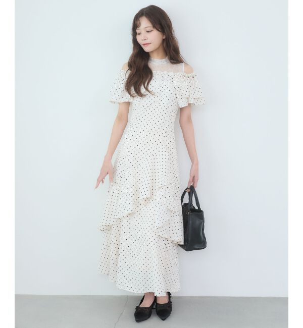  「ウエストきゅっとオフショルワンピ」|ワンピース|