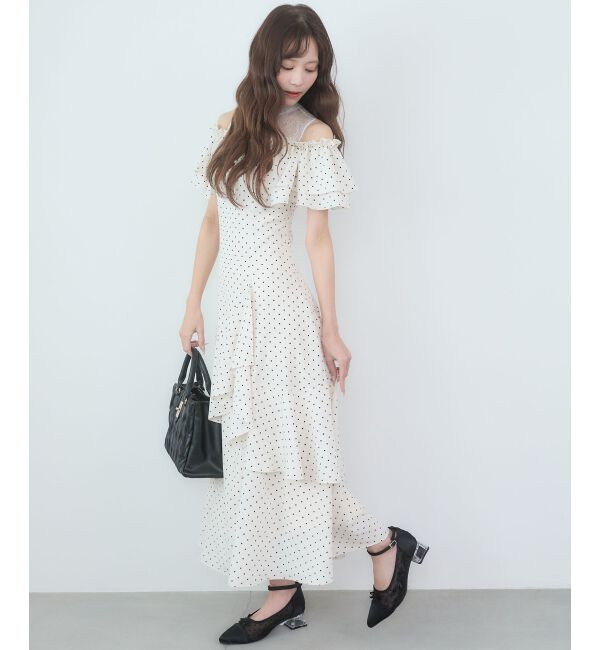  「ウエストきゅっとオフショルワンピ」|ワンピース|