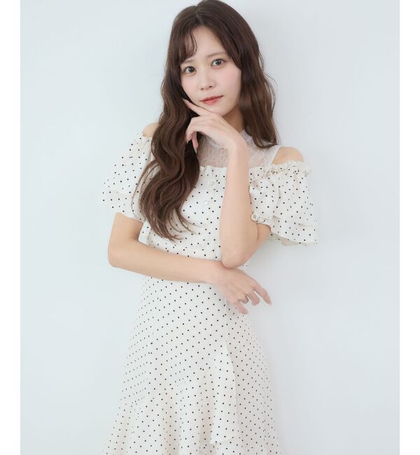  「ウエストきゅっとオフショルワンピ」|ワンピース|