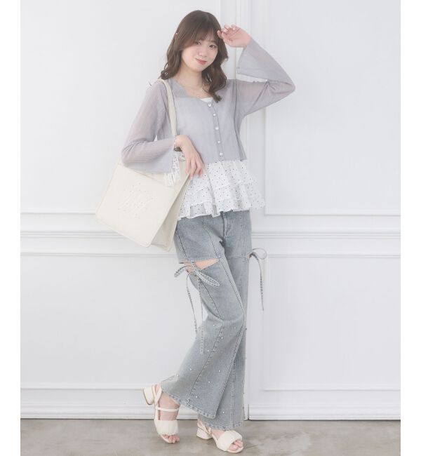  「ビジューボタンシアーカーディガン」|カーディガン|