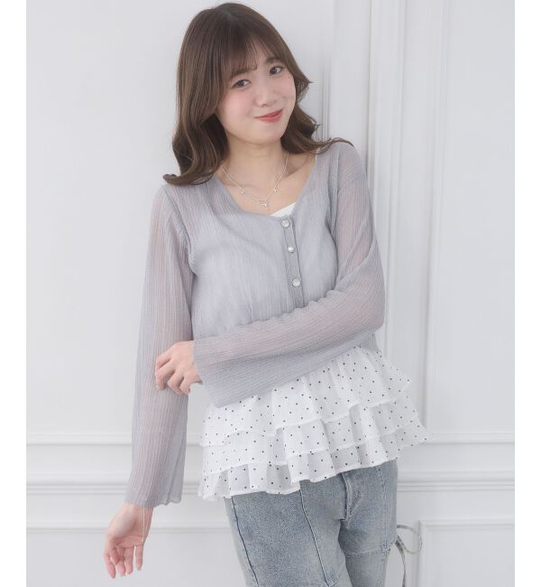  「ビジューボタンシアーカーディガン」|カーディガン|