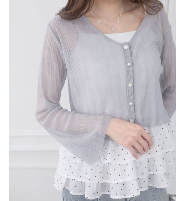 「ビジューボタンシアーカーディガン」|カーディガン|