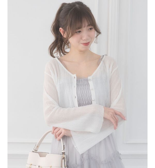  「ビジューボタンシアーカーディガン」|カーディガン|