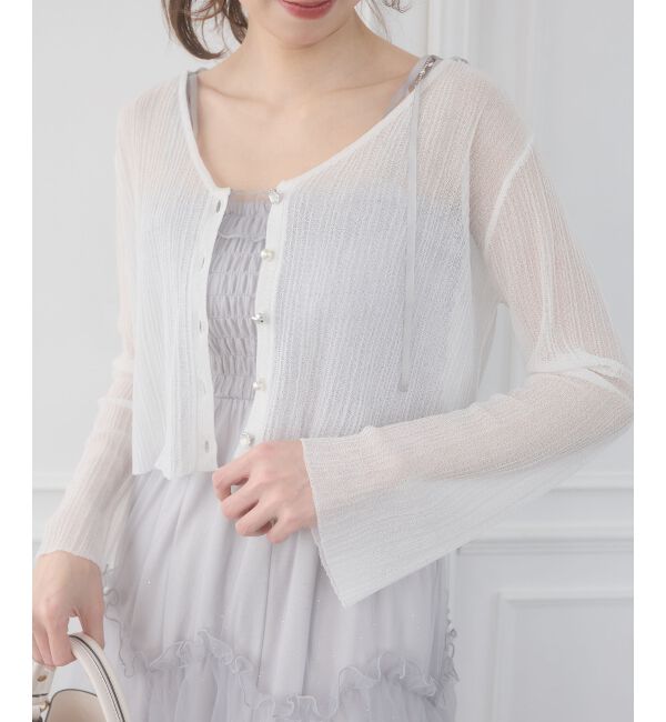  「ビジューボタンシアーカーディガン」|カーディガン|