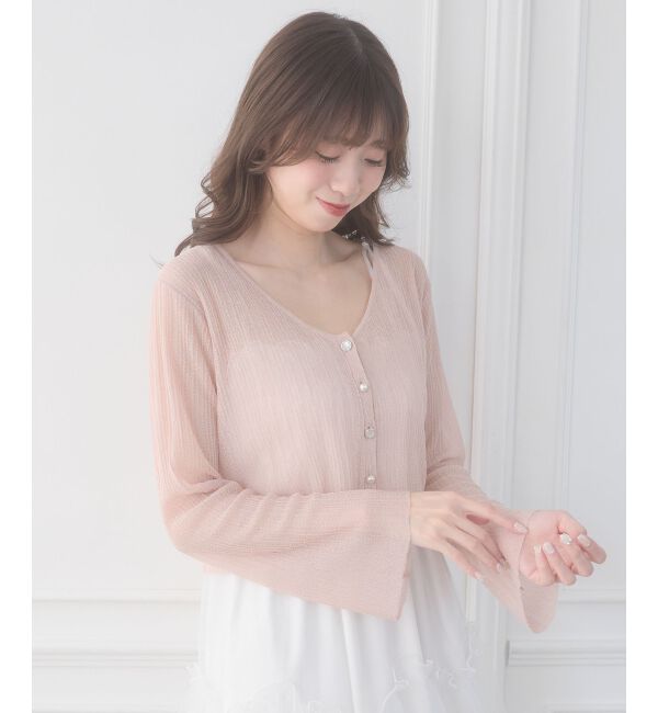  「ビジューボタンシアーカーディガン」|カーディガン|