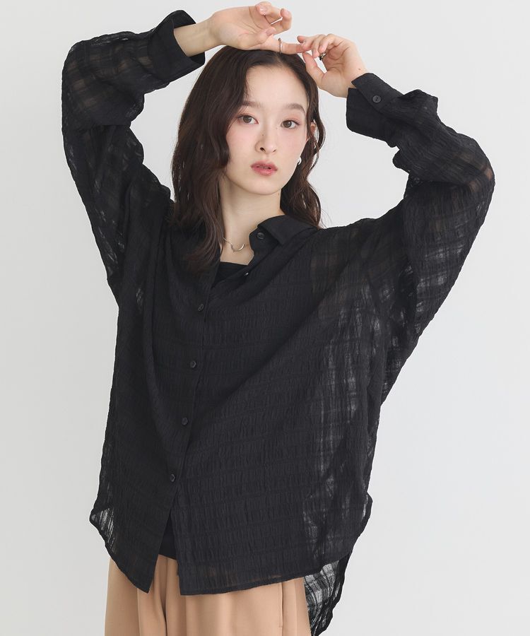 earth music&ecology「シャドーチェックシャツ」|シャツ・ブラウス|Black