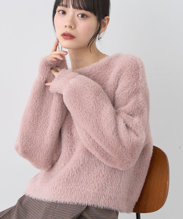 earth music&ecology「Wフェイスシャギープルオーバー」|ニット・セーター|Pink