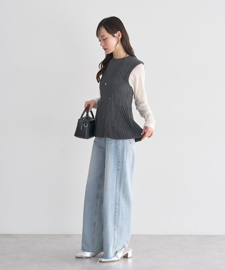 earth music&ecology「フレアニットベスト」|ベスト・ジレ|