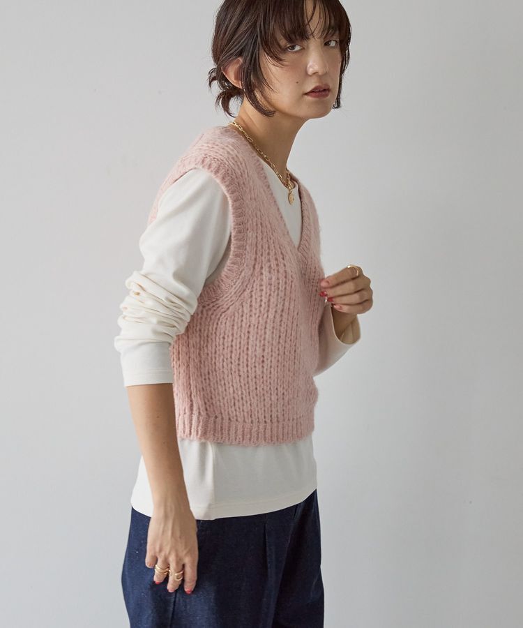 AMERICAN HOLIC「【選べる丈】甘編みニットベスト」|ベスト・ジレ|