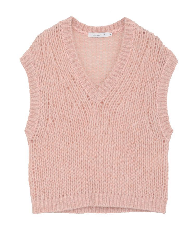 AMERICAN HOLIC「【選べる丈】甘編みニットベスト」|ベスト・ジレ|