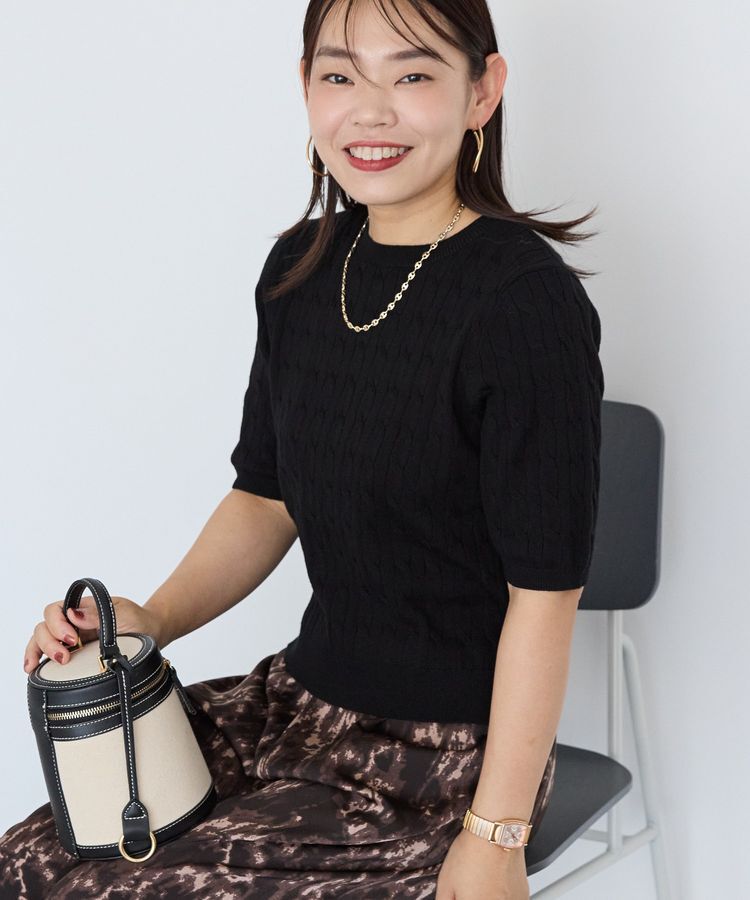 AMERICAN HOLIC「ケーブル5分袖ニットプルオーバー」|ニット・セーター|