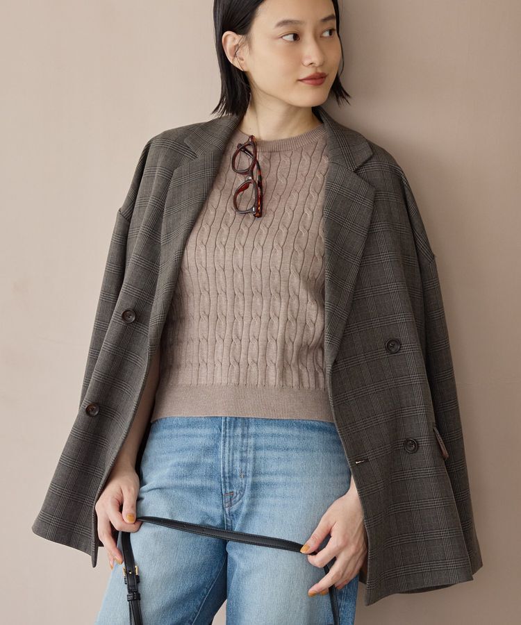 AMERICAN HOLIC「ケーブル5分袖ニットプルオーバー」|ニット・セーター|