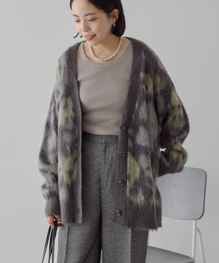 AMERICAN HOLIC「ニュアンス柄ニットカーディガン」|カーディガン|Charcoal Gray