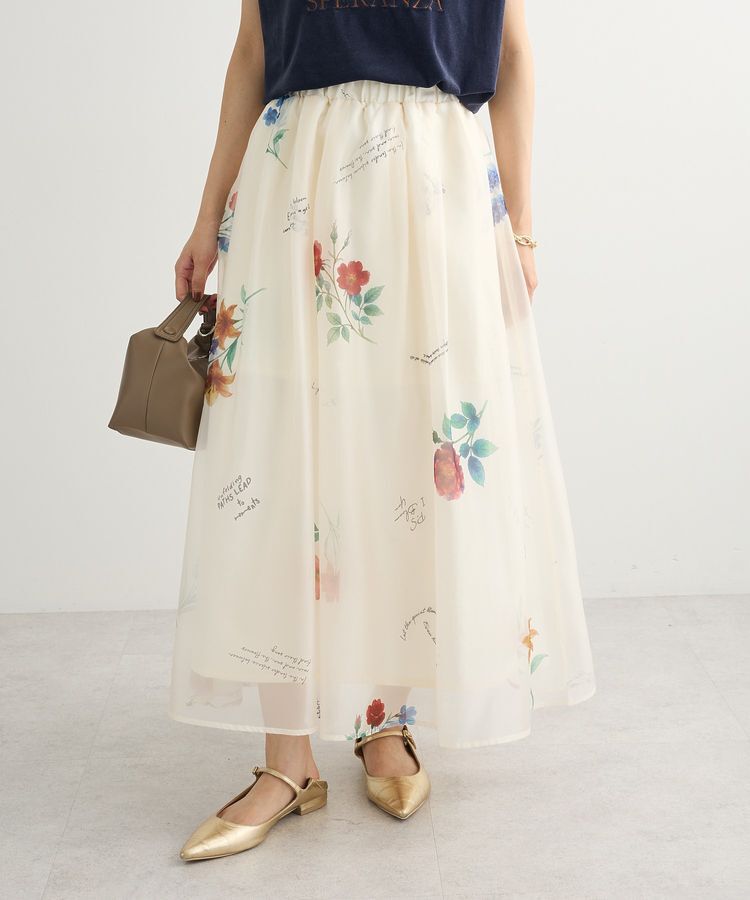 Green Parks「・SUGAR SPOON フラワーptシアーフレアスカート」|フレア|Ivory
