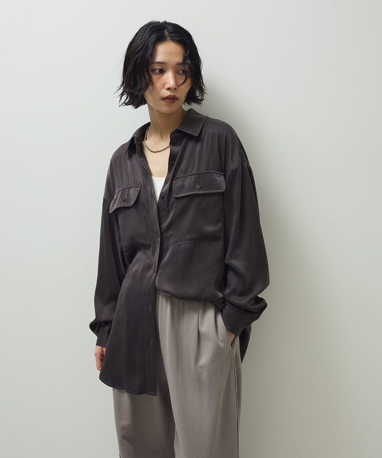 Green Parks「・SUGAR SPOON サテンオーバーシャツ」|シャツ・ブラウス|