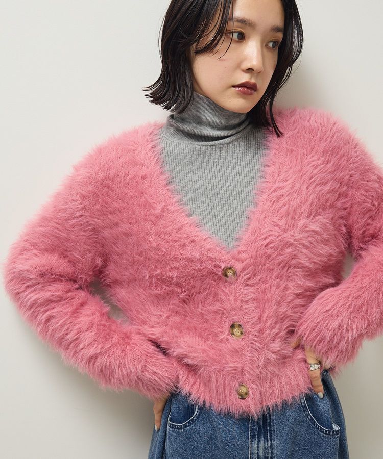 Green Parks「・Petit Fleur シャギーニットカーディガン」|カーディガン|Pink