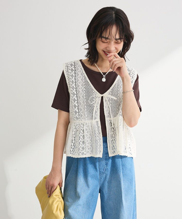 Green Parks「T.5分袖リブプルオーバー」|キャミソール|