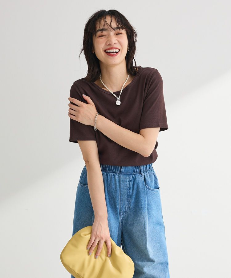 Green Parks「T.5分袖リブプルオーバー」|キャミソール|