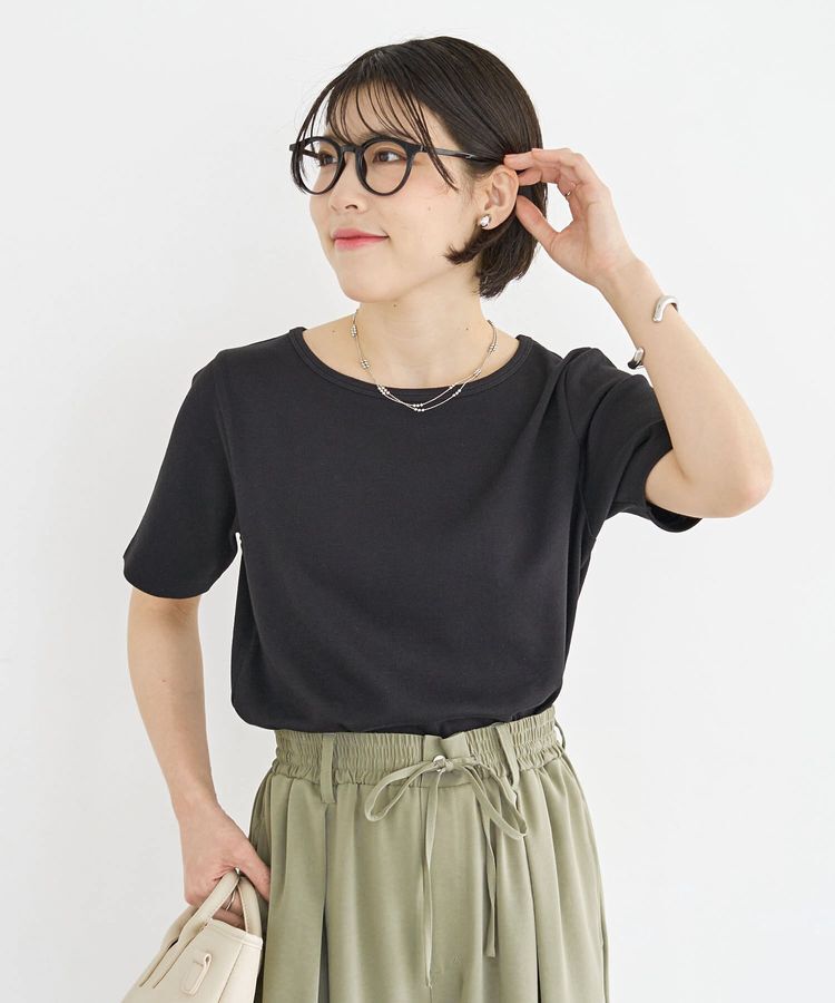 Green Parks「T.5分袖リブプルオーバー」|キャミソール|Black