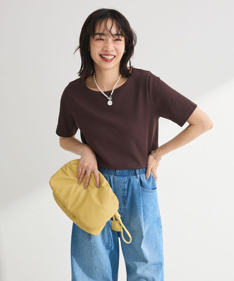 Green Parks「T.5分袖リブプルオーバー」|キャミソール|Brown