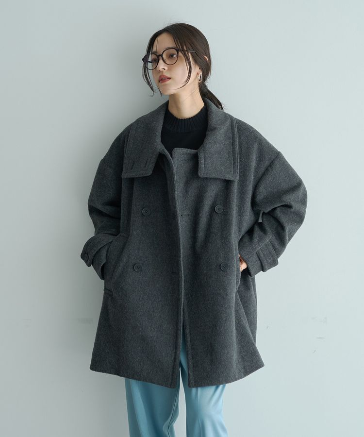 YECCA VECCA「ウール混ミドル丈スタンドカラーコート」|その他|