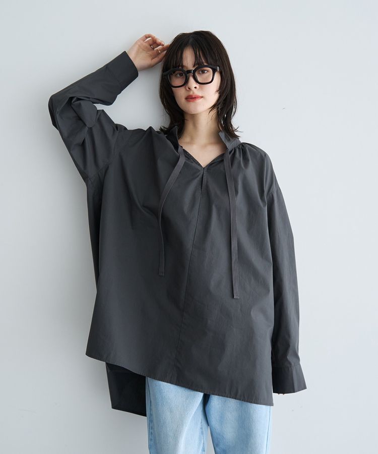 YECCA VECCA「タイプライタースキッパーオーバーシャツ」|シャツ・ブラウス|Charcoal Gray
