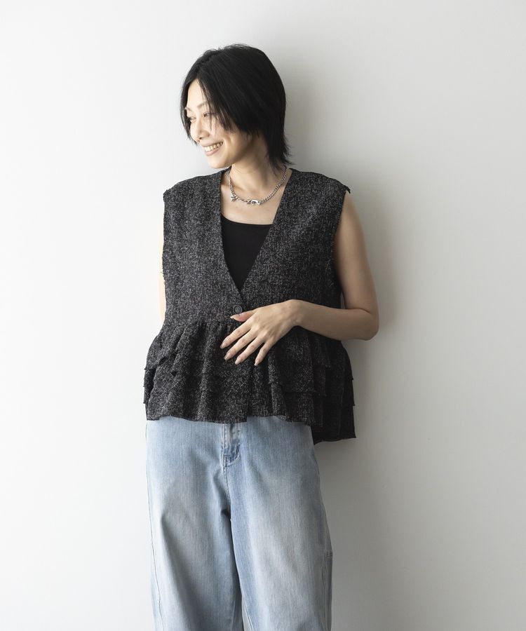 GARAGE OF GOOD CLOTHING「ツイードギャザーベスト」|ベスト・ジレ|