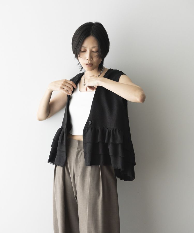 GARAGE OF GOOD CLOTHING「ツイードギャザーベスト」|ベスト・ジレ|