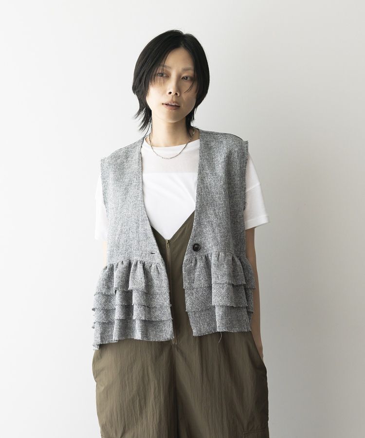 GARAGE OF GOOD CLOTHING「ツイードギャザーベスト」|ベスト・ジレ|