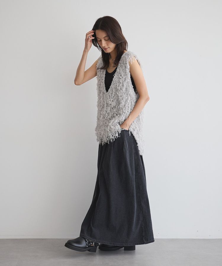 GARAGE OF GOOD CLOTHING「リボンヤーンVネックベスト」|ベスト・ジレ|