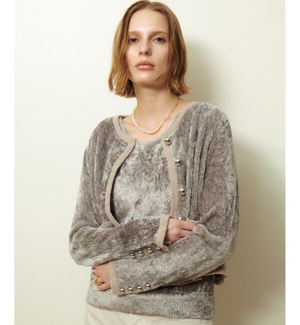 allureville「ベロアニットジャケット」|カーディガン|