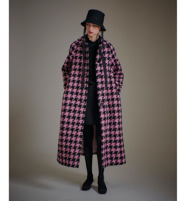 LOULOU WILLOUGHBY「【LOULOU WILLOUGHBY】ロービング千鳥ロングコート」|ダッフルコート|